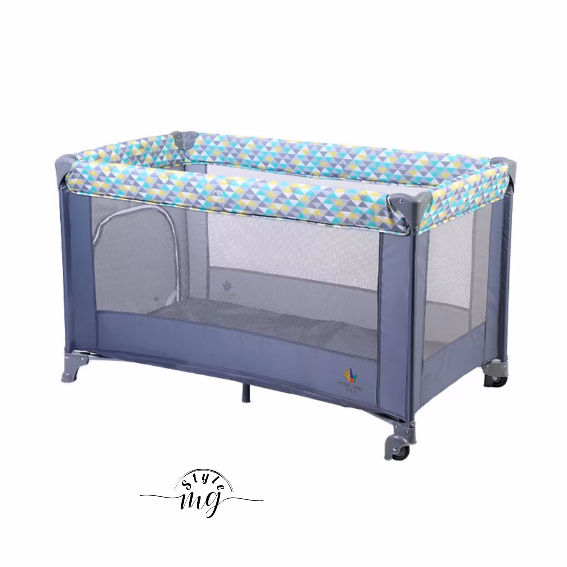 تخت و پارک بازی کودک مجهز به 2 چرخ برای جابجایی آسان مدل 125CM