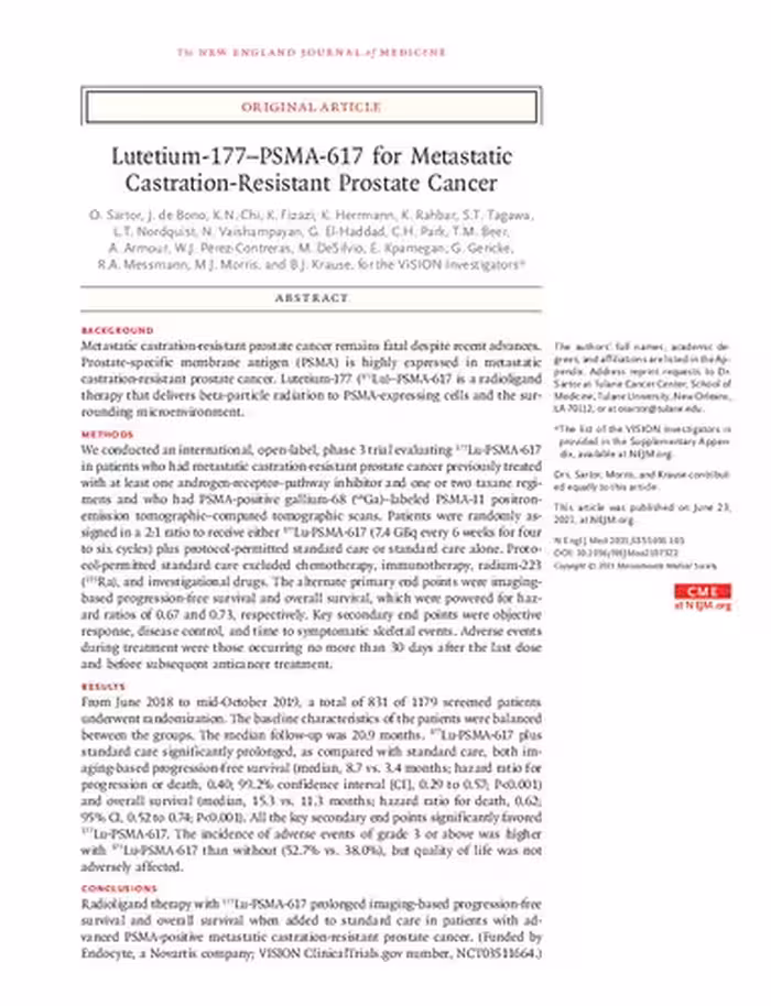 خرید و دانلود نسخه کامل کتاب Lutetium-177–PSMA-617 for Metastatic Castration-Resistant Prostate Cancer