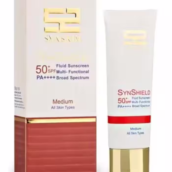 ضد آفتاب فلوئید 50  SPF ساین شیلد ساین اسکین، رنگی مدیوم ، مناسب انواع پوست