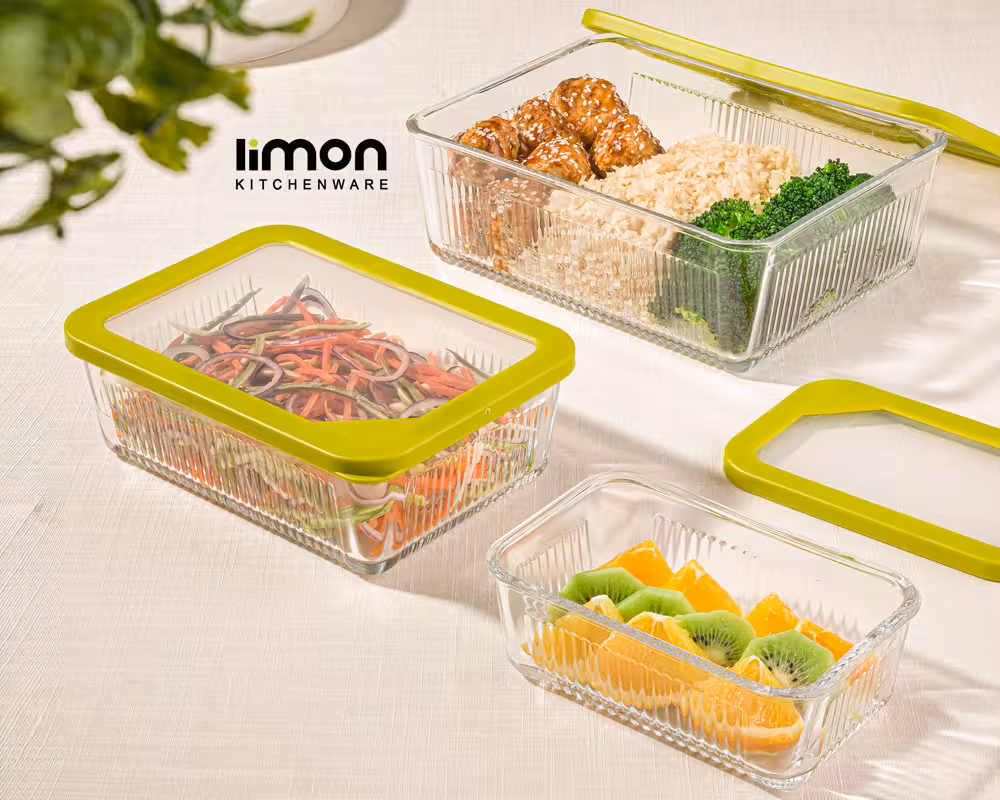 ظرف شیشه ای لیمون مدل دربدار 450 میلی لیتر کد 2099