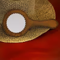 آینه جیبی چرمی گرد دسته دار مدل دالبری 