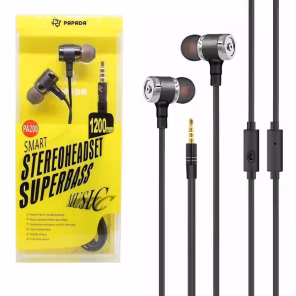 هندزفری با سیم Papada مدل pa200 مشکی-کد3005