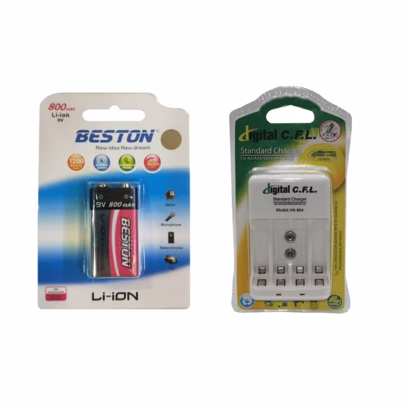 شارژر باتری سیافال مدل HA-804 به همراه باتری کتابی شارژی 9 ولت Li-ion 800mAh