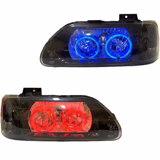 خرید چراغ جلو اسپرت پراید 131 جمع ساز مدل Bmw-3D مولتی کالر (ریموت دار) داخل مشکی بدون موتور دو عددی | اتوموبی