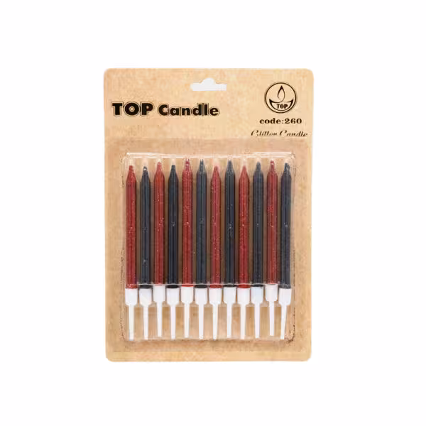 شمع 12 عددی کوتاه اکلیلی قرمز مشکی