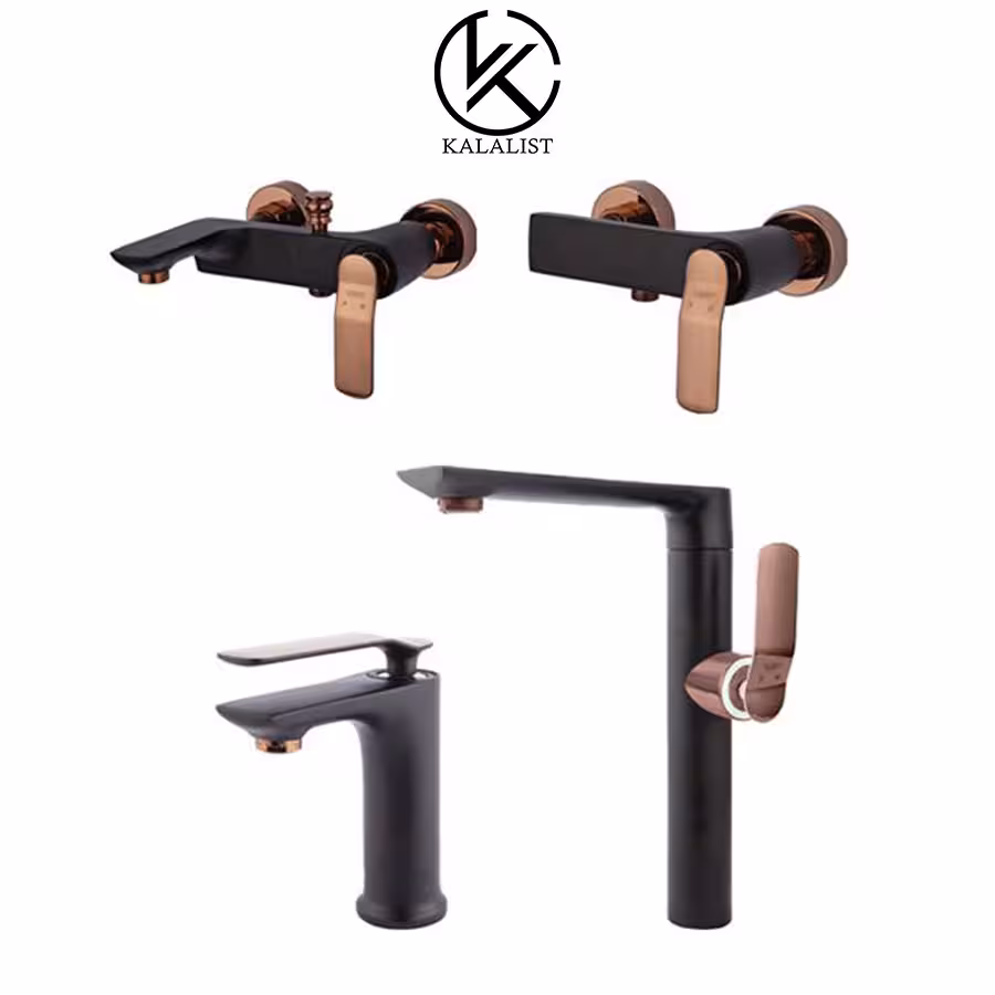 شیرآلات برند راسان مدل آوات مشکی رزگلد