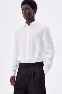 پیراهن بلوز دکمه دار مردانه کتانی مناسب است اورجینال H&M