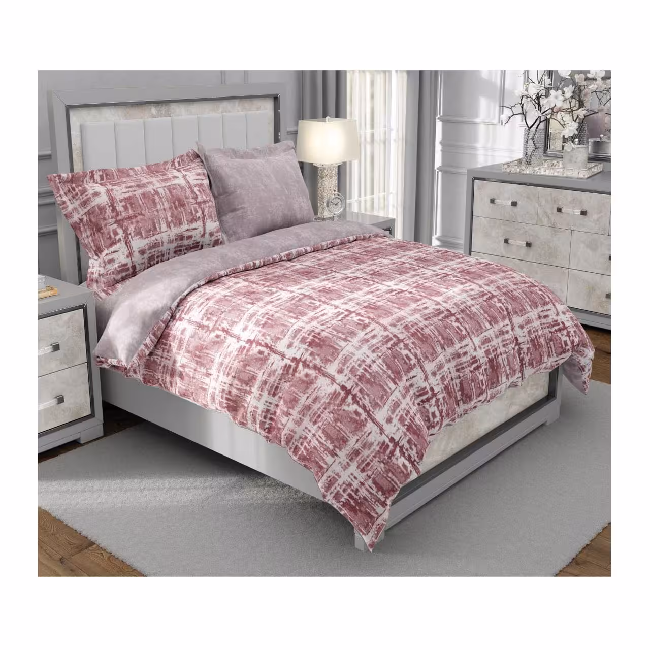 سرویس روتختی یک نفره کارینا مدل ساتین پنبه 4 تکه کد 611