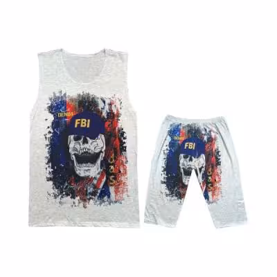 ست تاپ و شلوارک مردانه طرح FBI کد 1965