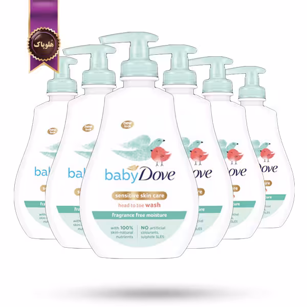 6 عدد شامپو مو و بدن کودک بیبی داو Baby Dove مدل مرطوب‌ کننده بدون عطر Fragrance Free Moisture حجم 400 میلی‌ لیتر (اورجینال)