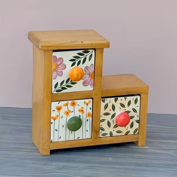 دراور رومیزی با سه کشو L طرح دو