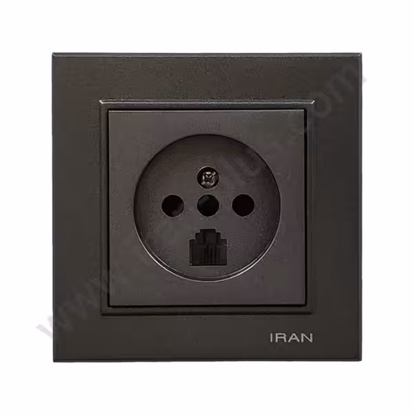 پریز تلفن دوکاره مدل برلیان رنگی زغال سنگی