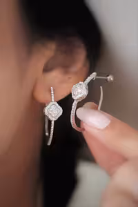 گوشواره نقره ونکلیف وارداتی نقره زنانه کد 0155