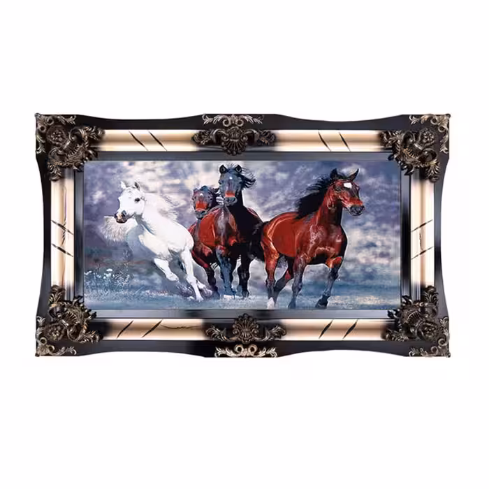 تابلو فرش ماشینی دنیای فرش طرح اسب کد 405