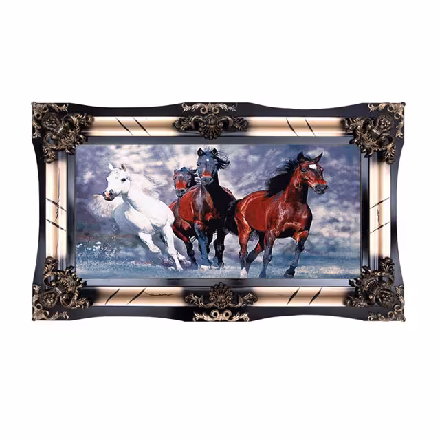 تابلو فرش ماشینی دنیای فرش طرح اسب کد 405