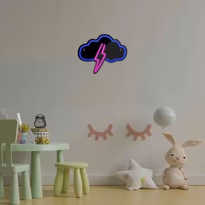 چراغ دیواری نئون دیزاین طرح Cloud-Vs-Lightning-BL_MLC