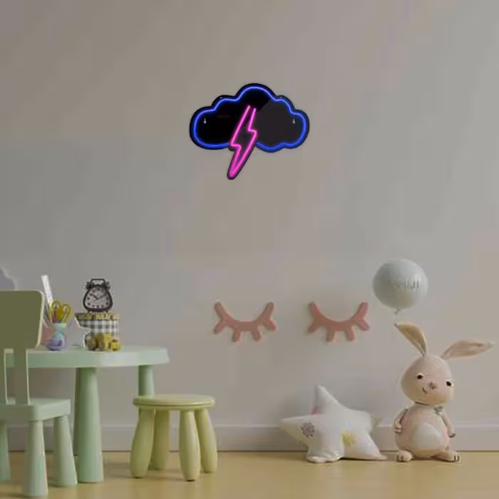چراغ دیواری نئون دیزاین طرح Cloud-Vs-Lightning-BL_MLC