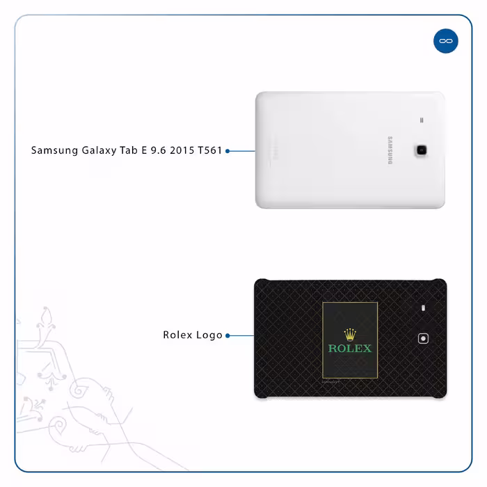 برچسب پوششی ماهوت مدل Rolex-Logo مناسب برای تبلت سامسونگ Galaxy Tab E 9.6 2015 T561