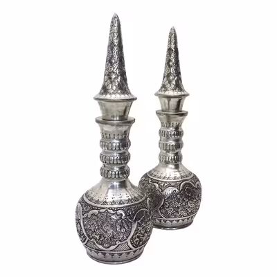 تنگ قلمزنی مدل نیزه ای طرح گل و مرغ کد 43 بسته 2 عددی