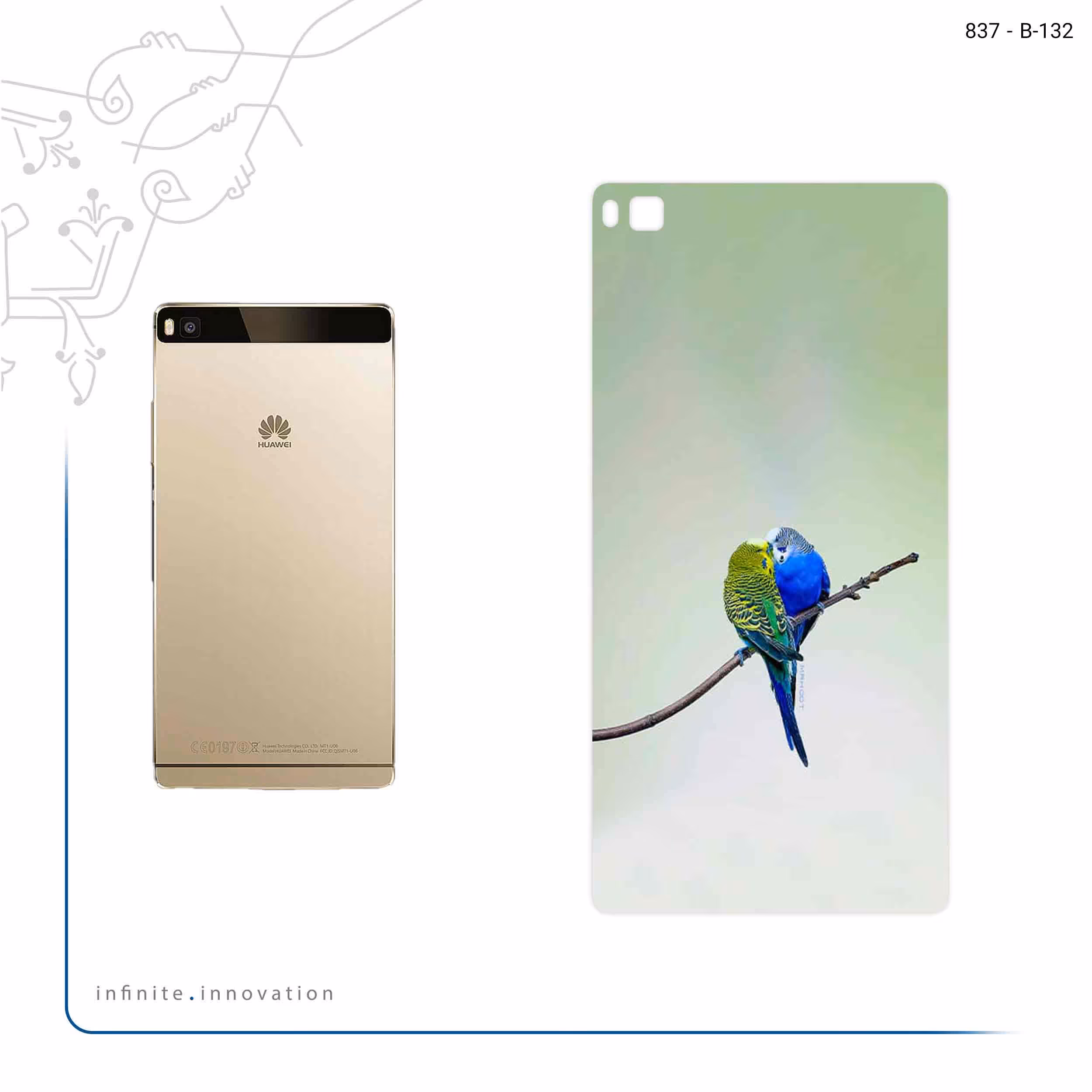 برچسب پوششی ماهوت مدل Lovebird مناسب برای گوشی موبایل هوآوی P8