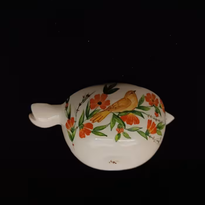 آجیل خوری سرامیکی هیوا طرح نارگل گل و مرغ کد 11311859 مجموعه 7 عددی