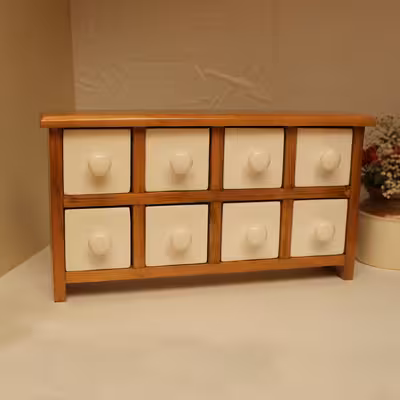 جا ادویه 8 پارچه مدل چوبی و سرامیکی کد Text08