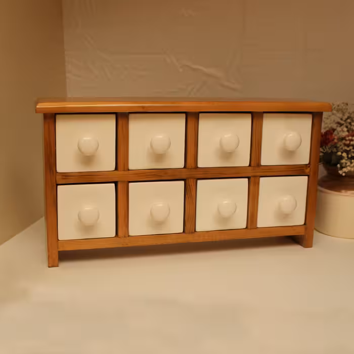 جا ادویه 8 پارچه مدل چوبی و سرامیکی کد Text08