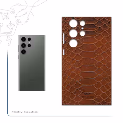 برچسب پوششی ماهوت مدل Brown-Snake-Leather مناسب برای گوشی موبایل سامسونگ Galaxy S23 Ultra