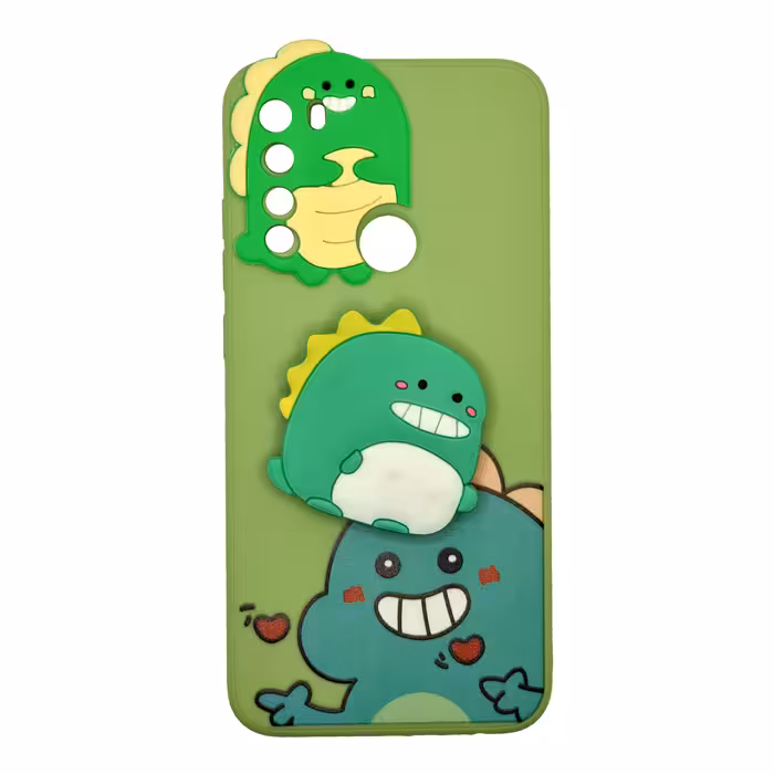 کاور طرح عروسکی مدل Dino مناسب برای گوشی موبایل شیائومی Redmi Note 8 به همراه پاپ سوکت