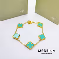 دستبند ون کلیف طلایی سبز