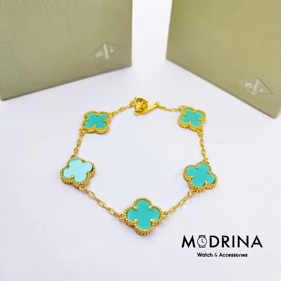 دستبند ون کلیف طلایی سبز