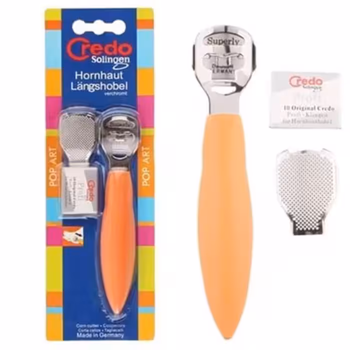 دسته تیغ پدیکور کف پا و رنده کرودا Croda به همراه یک بسته تیغ 10 عددی