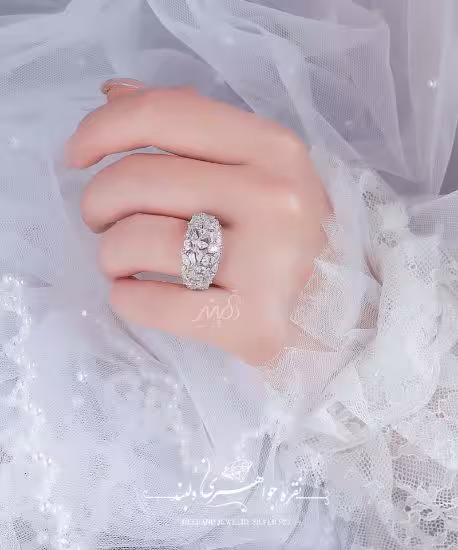 💍انگشتر جواهری مارکیز ؛ با طراحی شیک و زیبا نقره عیار 925(R_1043)