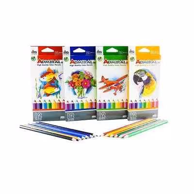 مدادرنگی12رنگ جعبه مقوایی پلیمری ادمیرال