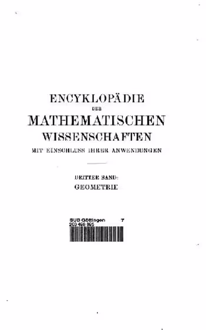 خرید و دانلود نسخه کامل کتاب Encyclopaedie der mathematischen Wissenschaften und Anwendungen. Geometrie