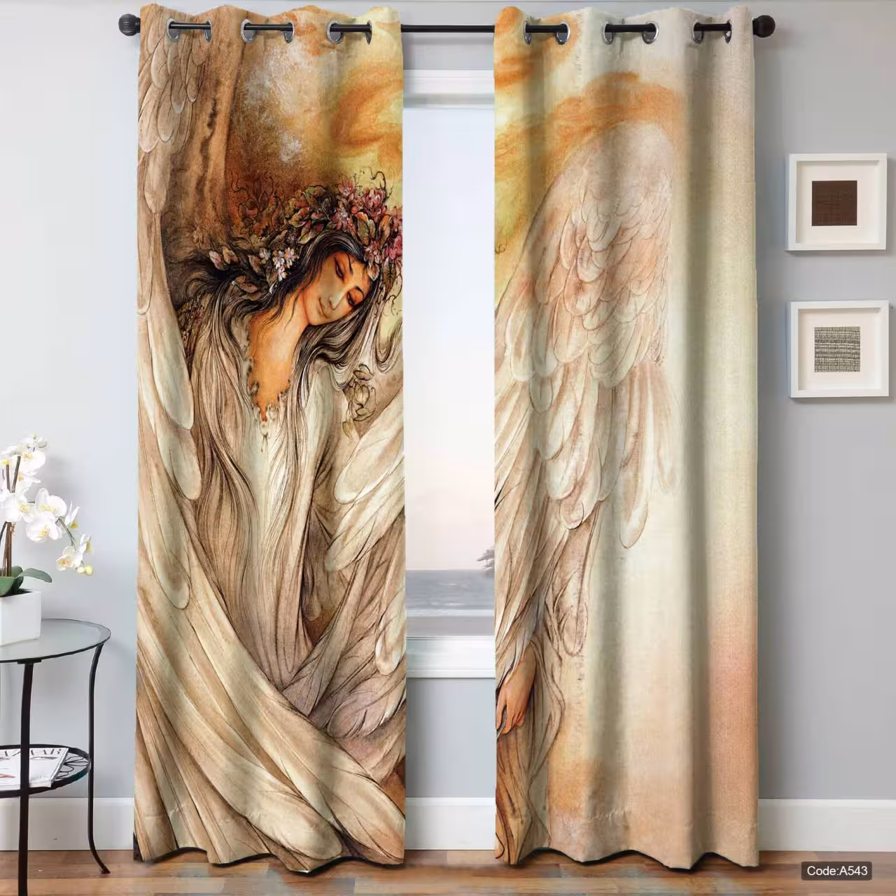 پرده پانچی مخمل چاپی دخترانه کد 543