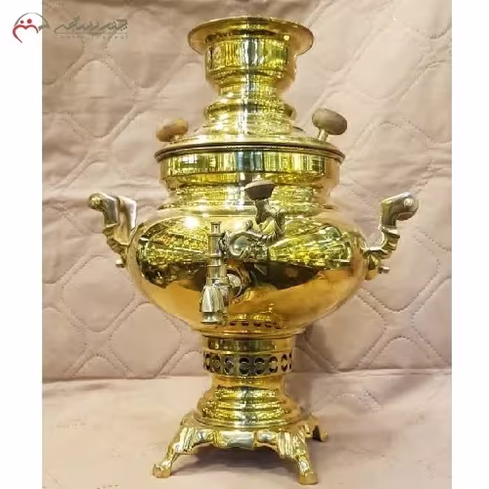 سماور ذغالی، ظرفیت 4 لیتر، ورق ضخیم، آبکاری کروم طلایی، دارای ضمانت