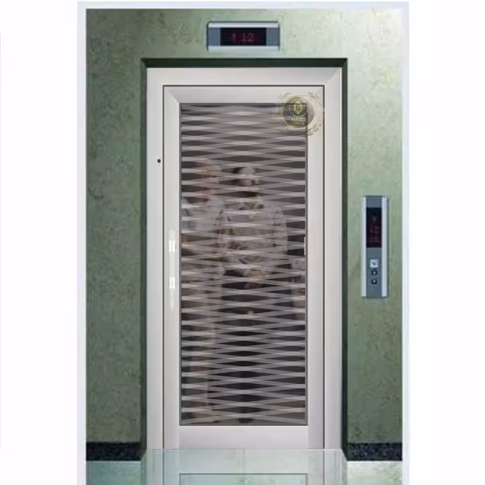 درب لولایی شیشه ای آسانسور – طرح خطوط زیگزاگ