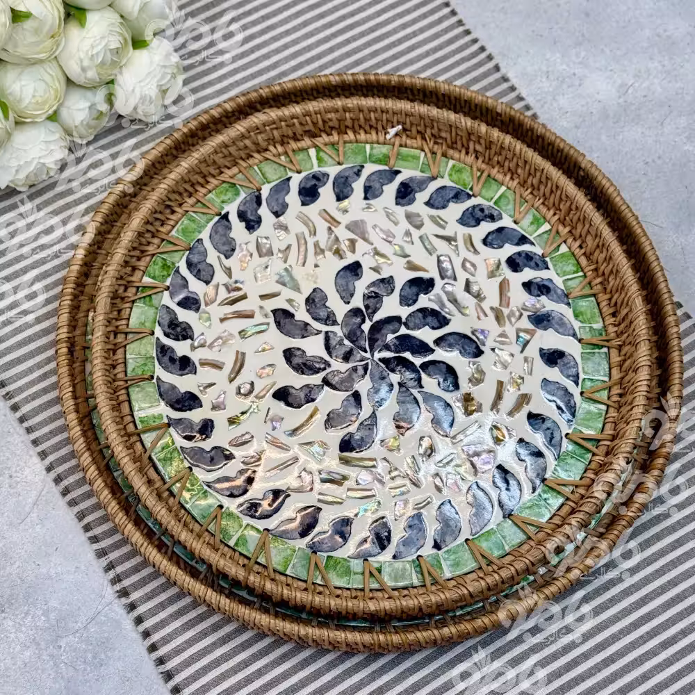 سینی حصیری طرحدار گرد کدsk64