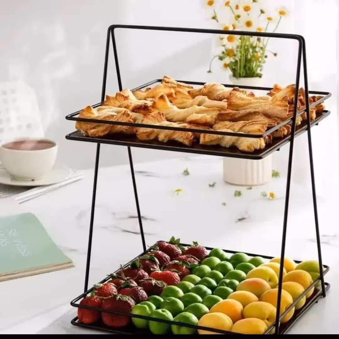 استند  دوطبقه مربع فلزی مانی با کف چوب دور لیزری بسیار باکیفیت فلز رنگ کوره ای 