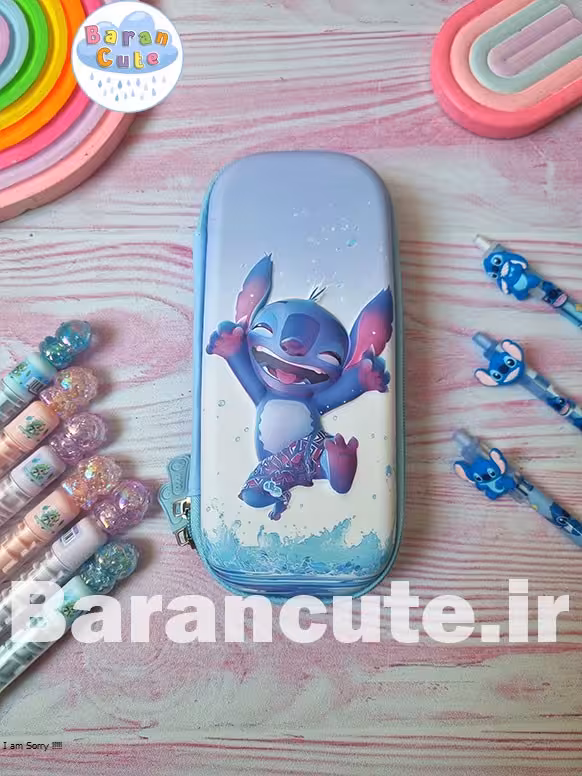 جامدادی نیم تبلتی برجسته طرح استیج آبی آسمانی