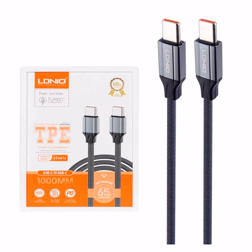 کابل Type-C To Type-C برند LDNIO مدل LC441c-خاکستری