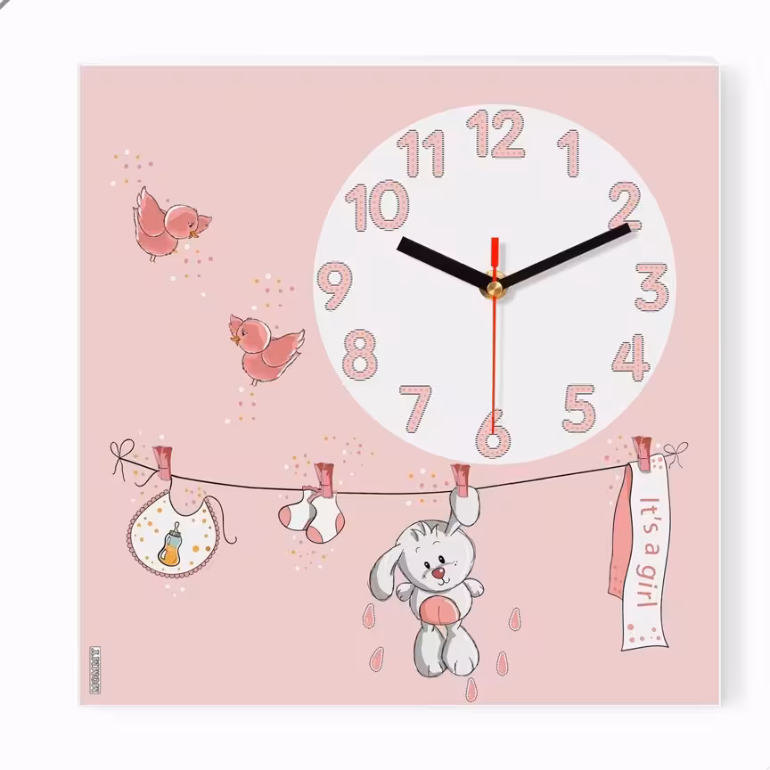 ساعت دیواری اتاق کودک طرح خرگوش بند رخت کد 3333