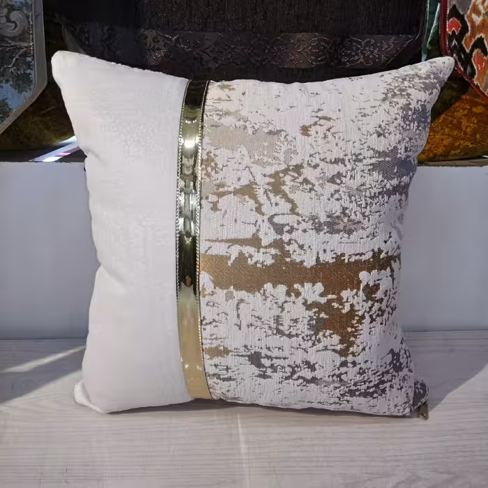 کاور کوسن پتینه سفید طلایی