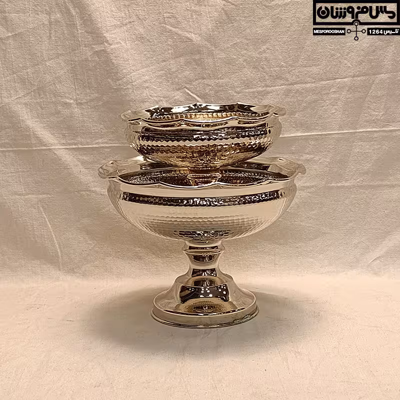 سرویس پذیرایی مسی تک پایه بلند آبکاری کروم مدل هنری