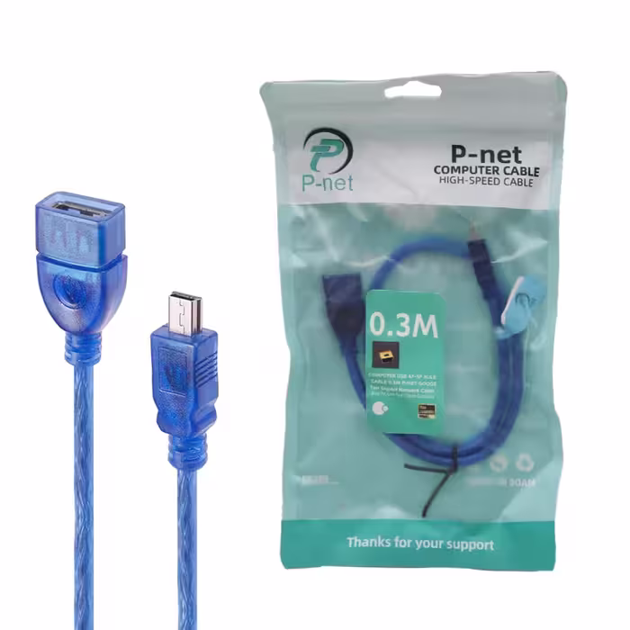 کابل Mini USB به USB مادگی پی نت طول 0.5 متر