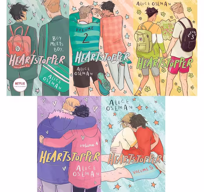 Heartstopper Series (Volumes 1-5) Books Collection Set By Alice Oseman مجموعه 5 جلدی Heartstopper زبان انگلیسی اثر آلیس عثمان