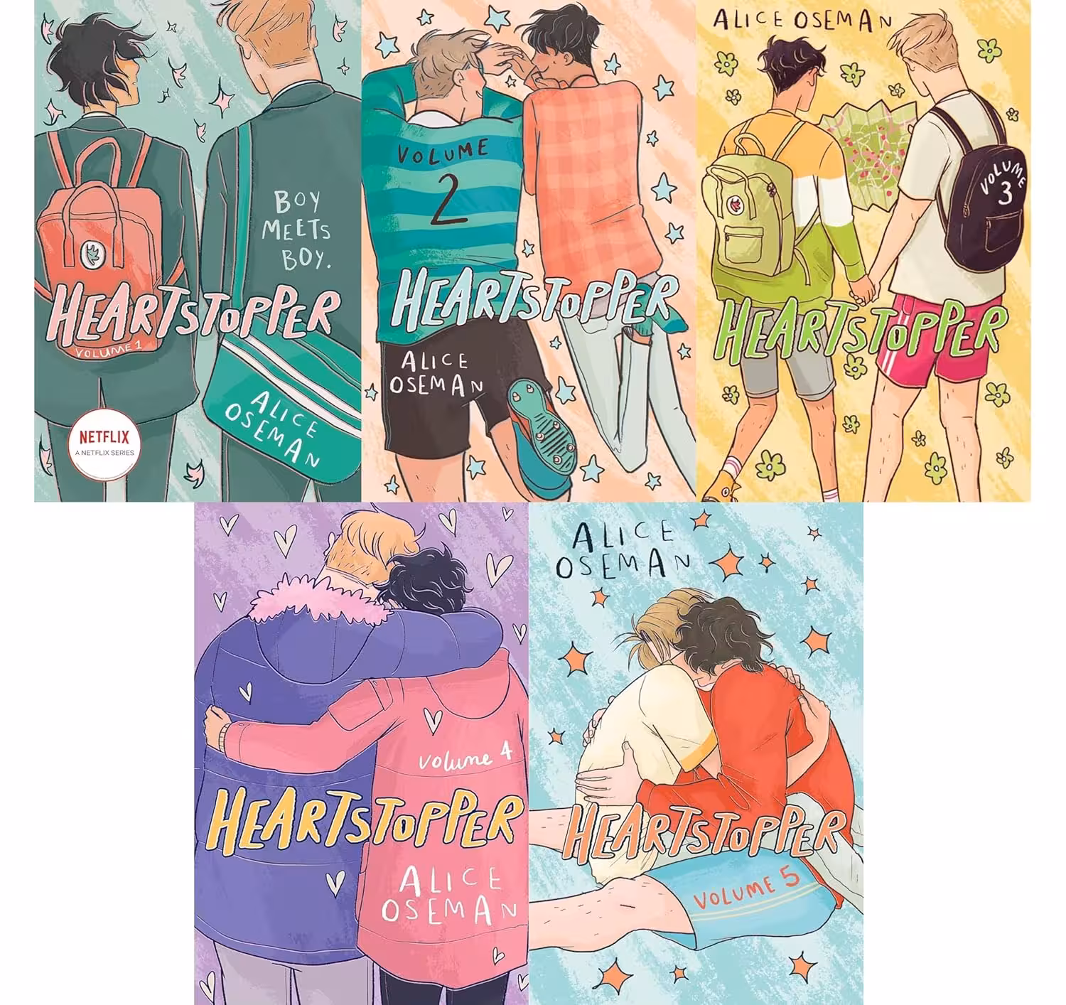 Heartstopper Series (Volumes 1-5) Books Collection Set By Alice Oseman مجموعه 5 جلدی Heartstopper زبان انگلیسی اثر آلیس عثمان