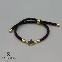 دستبند بندی طلا ونکلیف سایز 1 با سنگ مشکی