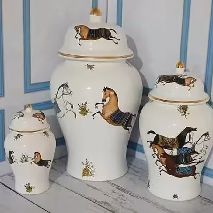 ست زیبا و پرطرفدار جینجر جار سه تایی طرح هرمس(پس کرایه